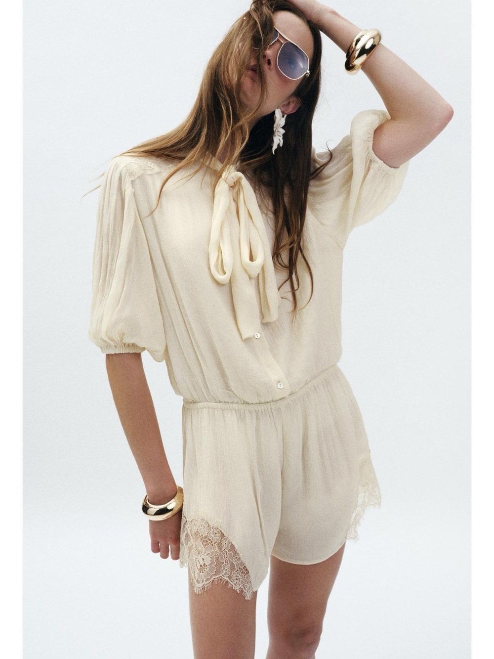 Zara ZW COLLECTION LACE SHORT JUMPSUIT